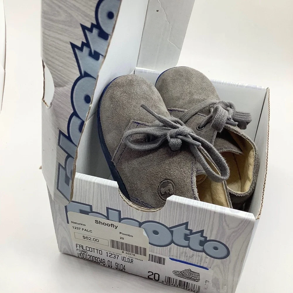 Falcotto of Italy babies first walker gray suede lace up EURO 20 US 4 NWT
